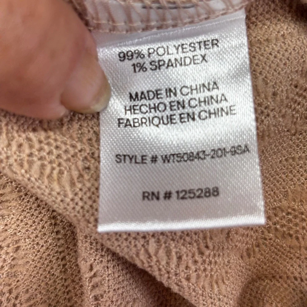 Bearpaw Nightgown Women Large Tan Cable Textured‎ Henley Sleep Shirt Pajamas New